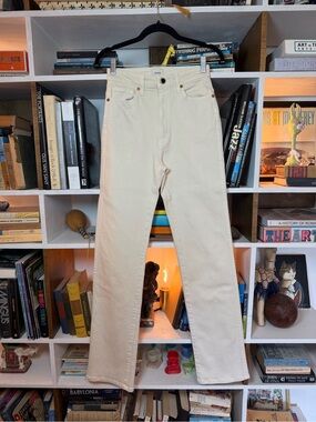 KHAITE Cream Straight-Leg High-Rise Jeans